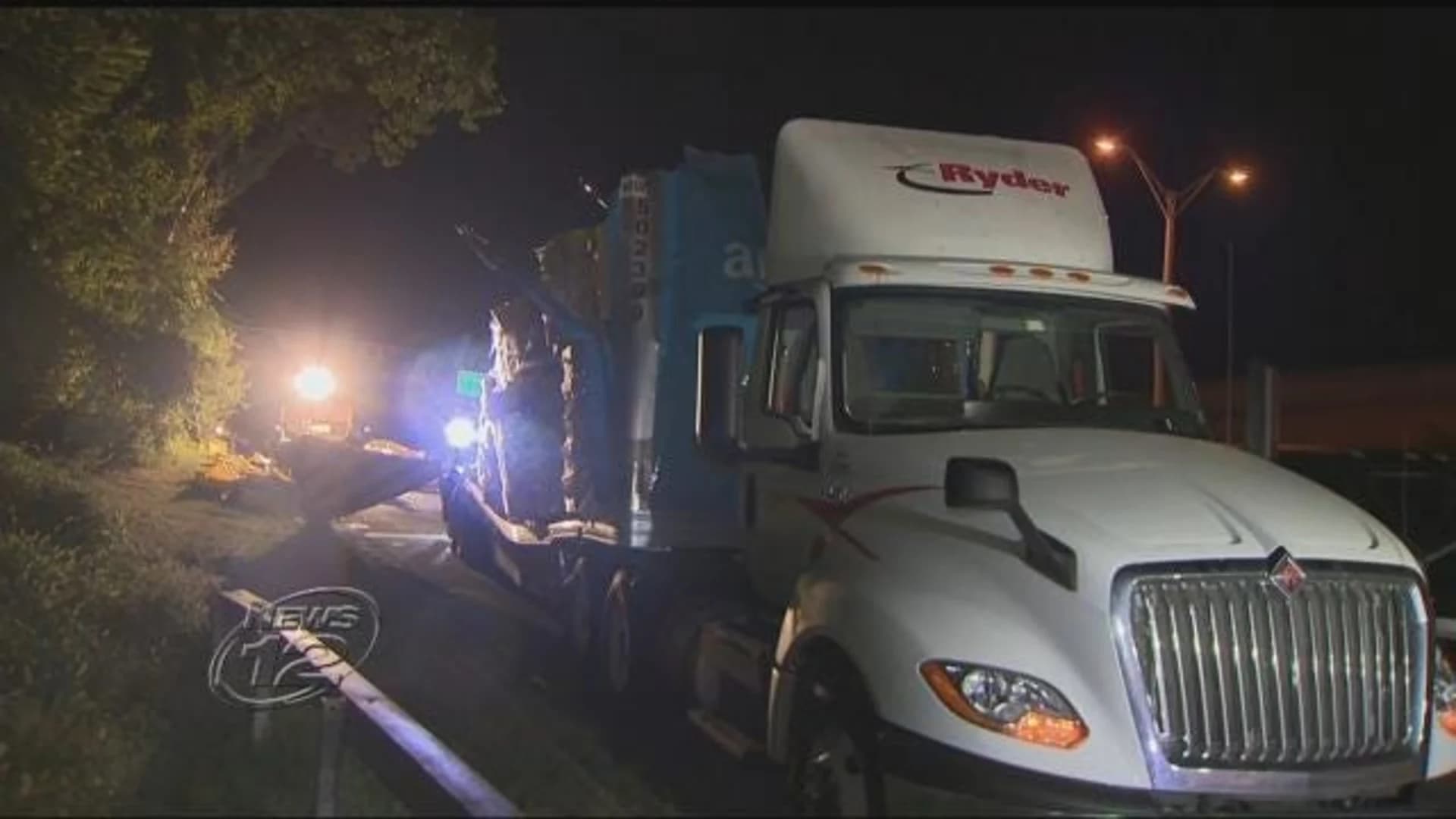 Truck hits overpass in Yonkers
