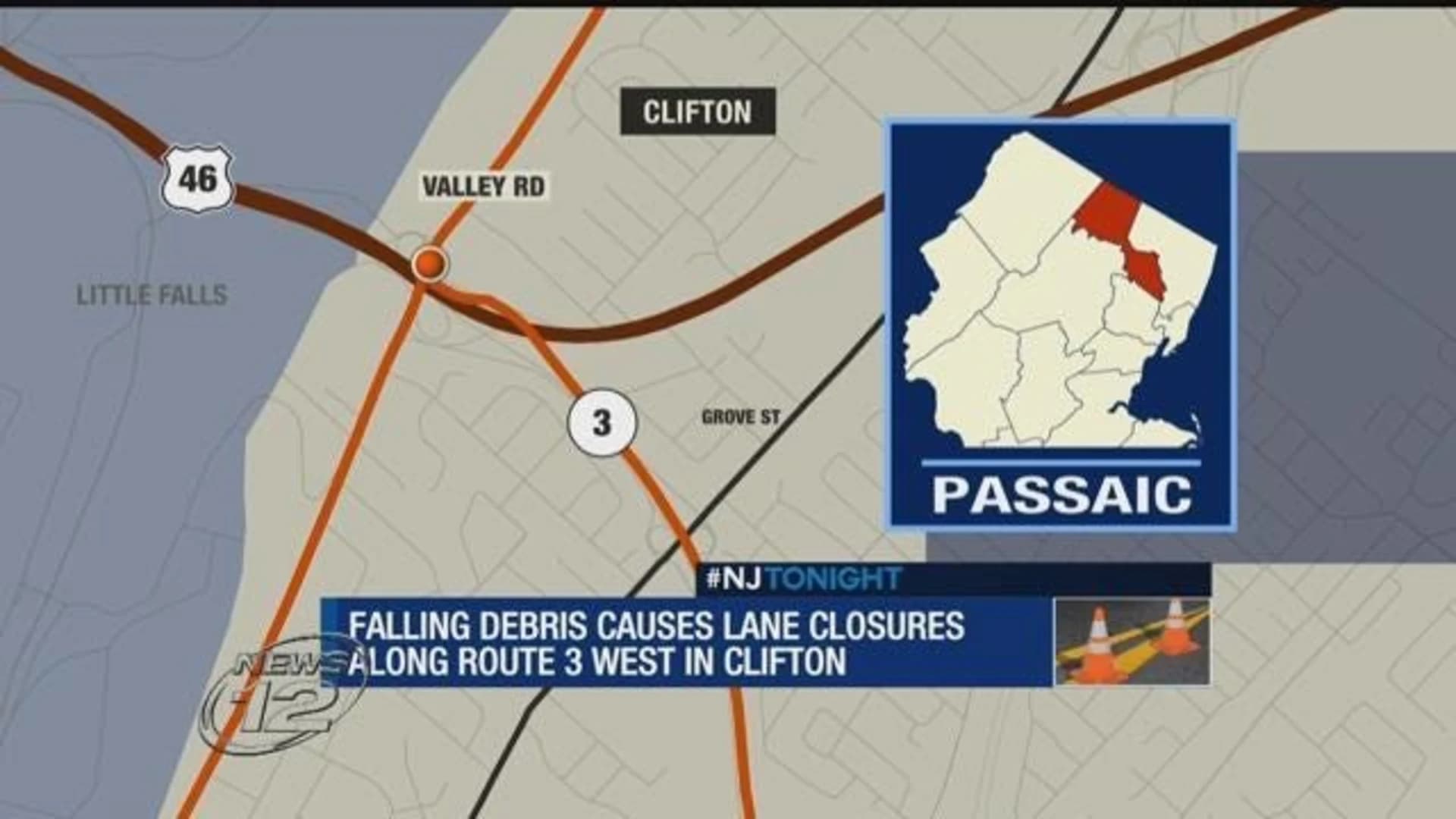 Falling debris closes parts of Route 3 in Clifton