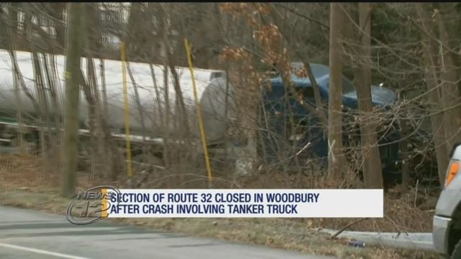 1 dead after tanker truck crash shuts down Route 32 in Woodbury