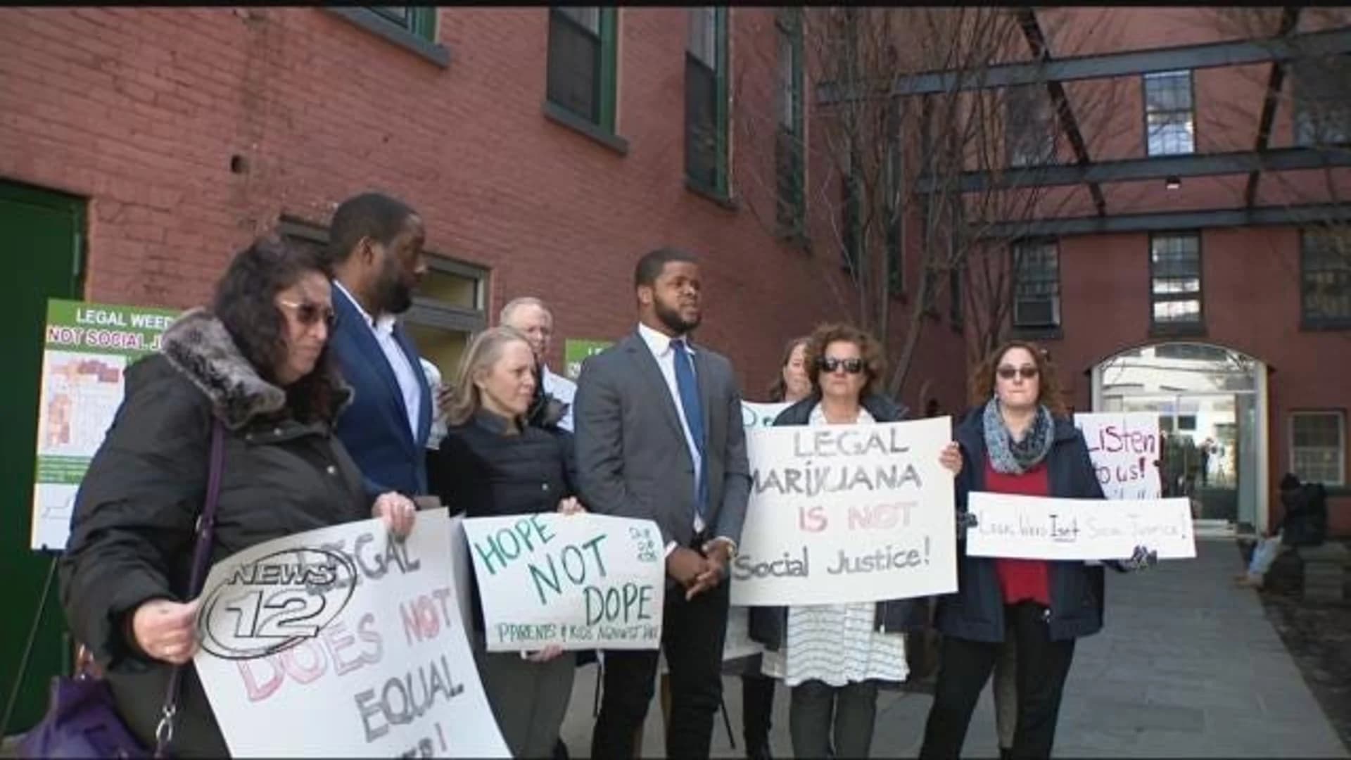 Rally against legalizing pot held outside Stewart-Cousins’ office