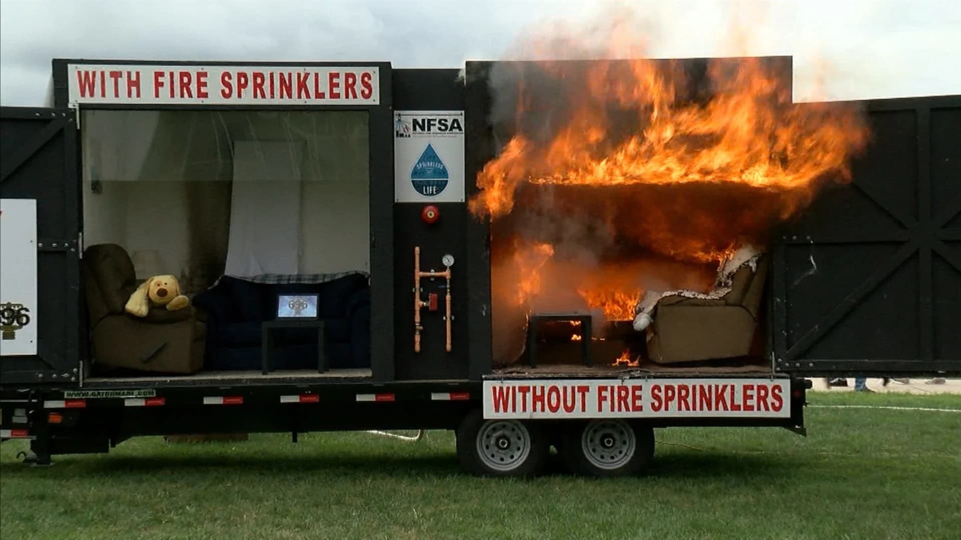Fire officials hold fire safety demonstration at Rutgers