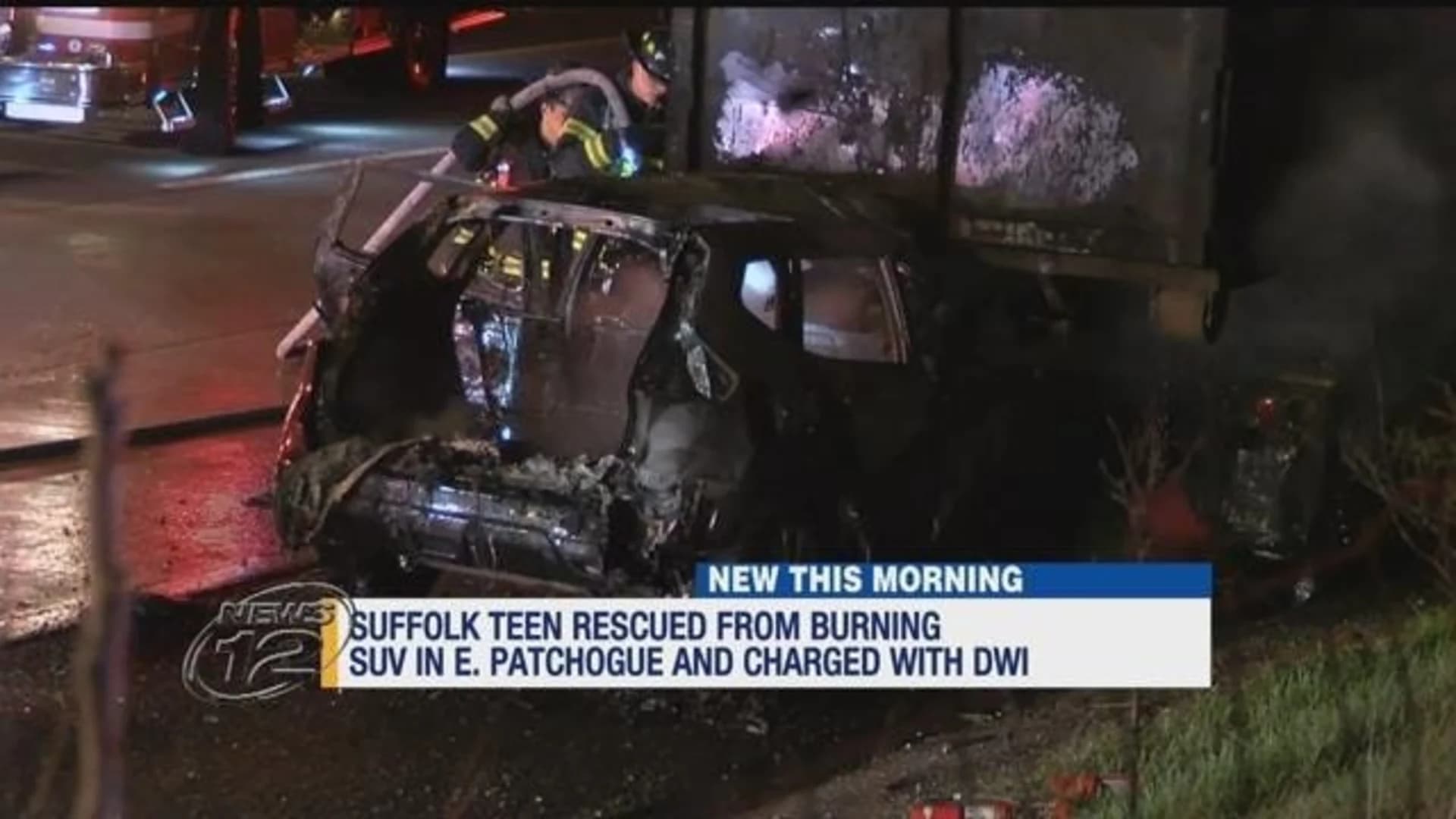 Teen rescued from burning SUV, charged with DWI