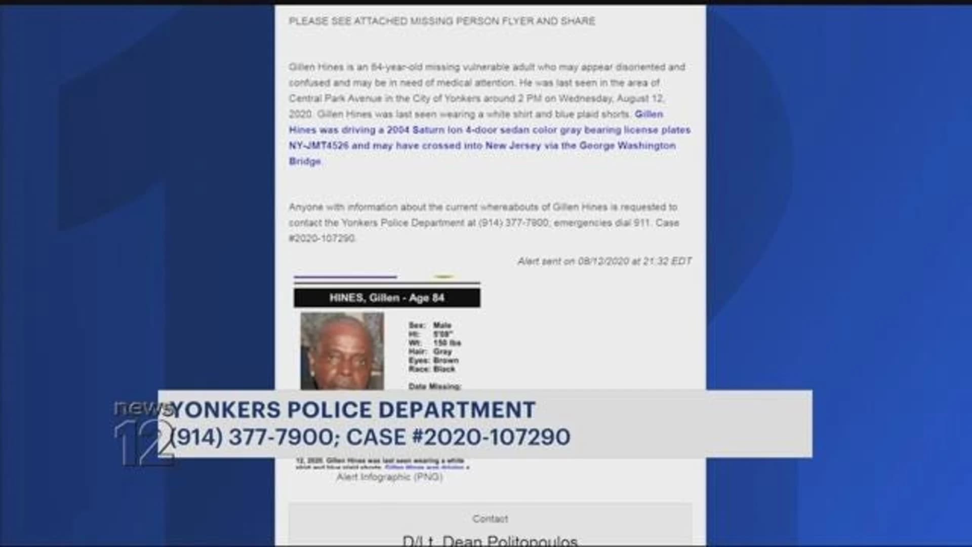 Elderly Yonkers man goes missing, may need medical attention