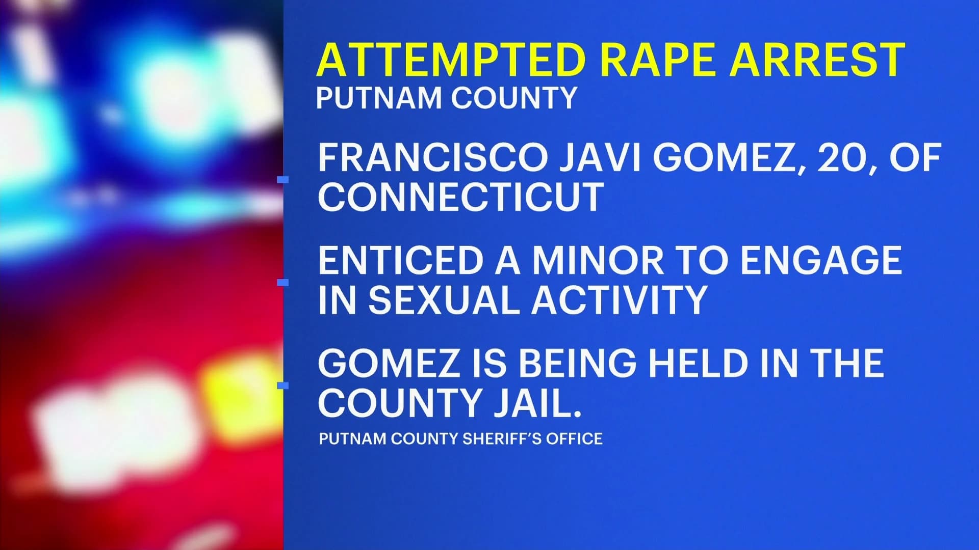 Putnam County Sheriff's Office: Connecticut man tried entice 13-year-old into having sex with him