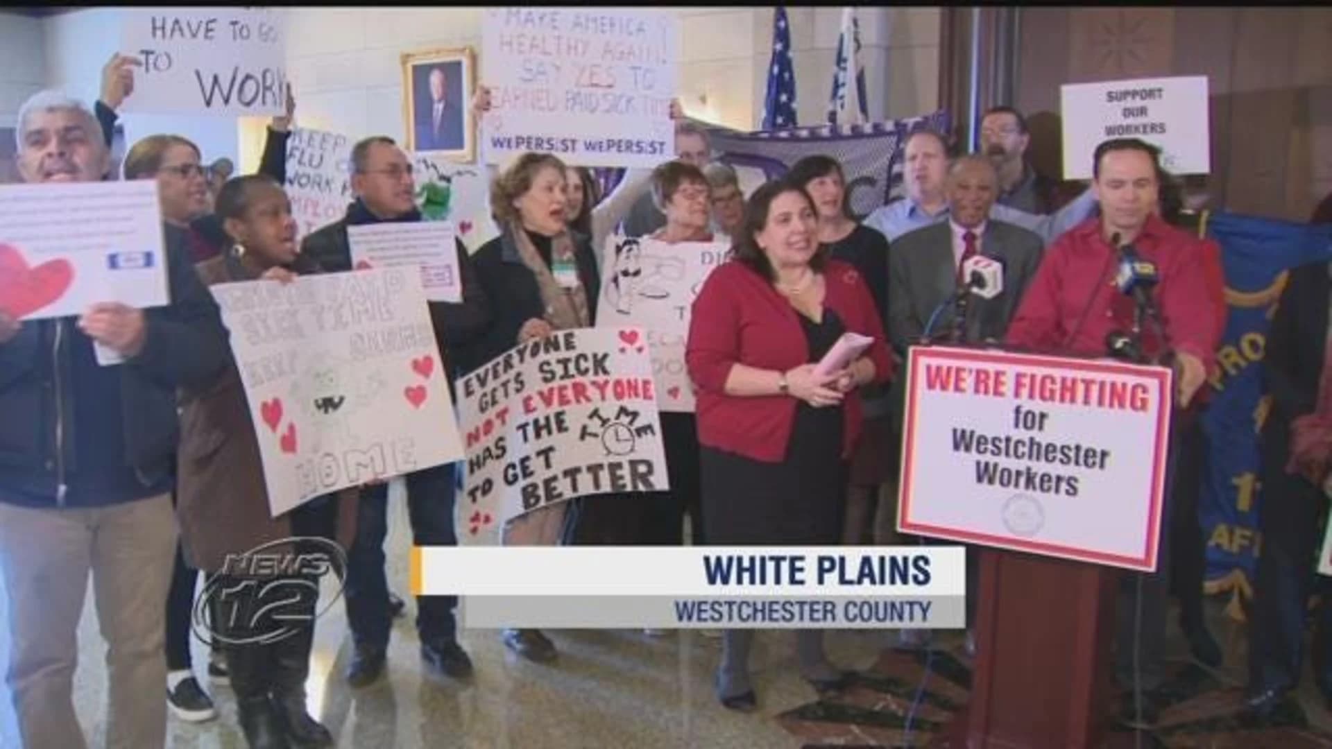 Health care community holds rally to call for paid sick leave bill