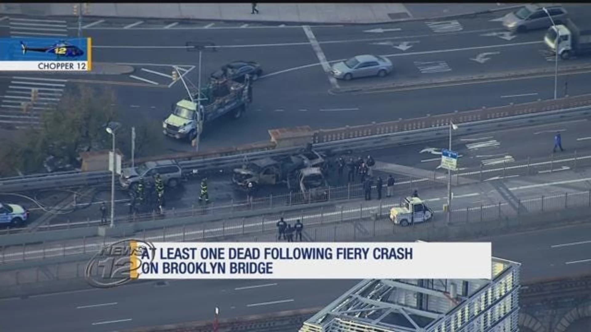 1 dead, others injured in 3-vehicle fire after Brooklyn Bridge crash