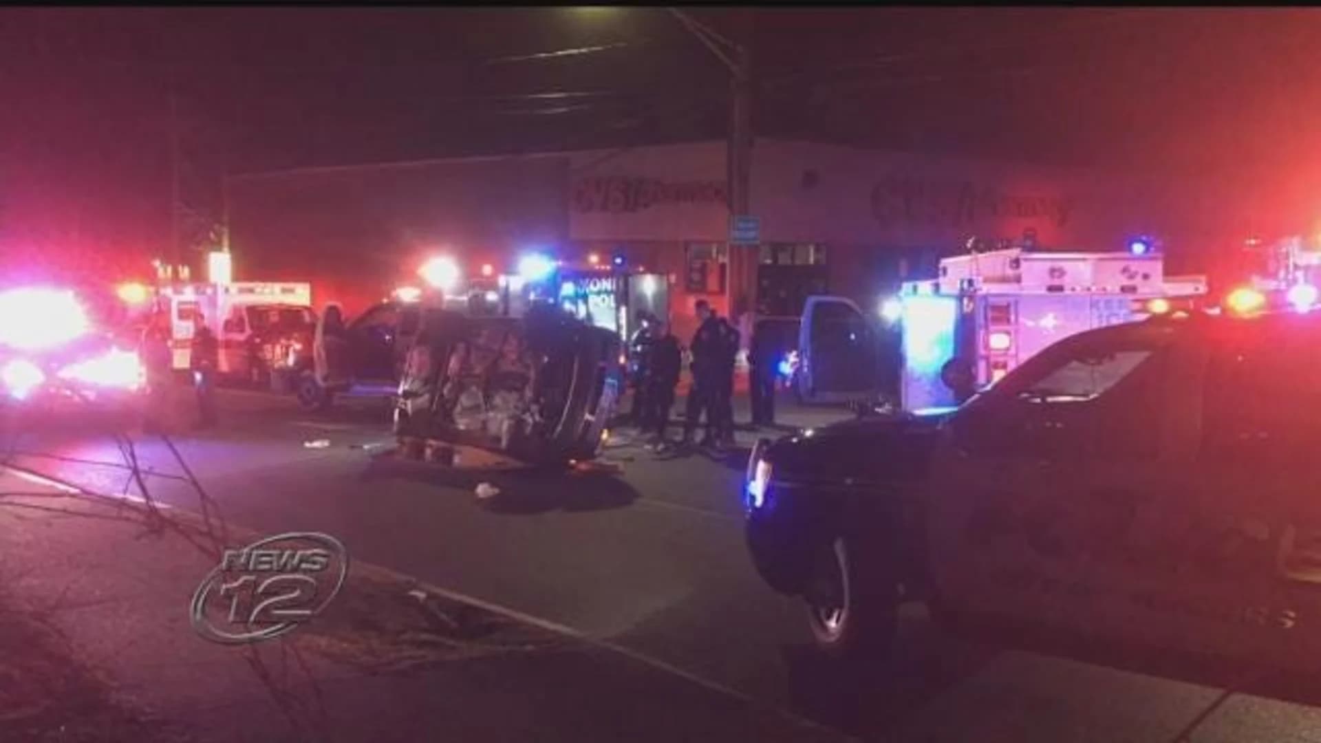 First responders rescue people trapped in car crash